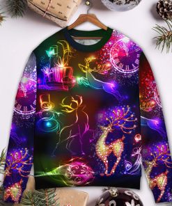 Christmas Reindeer Neon Light Bright Ugly Christmas Sweater Christmas Reindeer Neon Light Bright Ugly Christmas Sweater