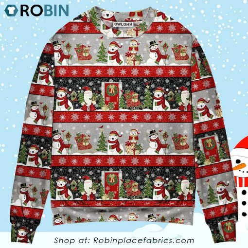 Christmas Santa Claus And Snowman Happy Xmas Ugly Christmas Sweater