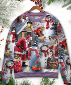 Christmas Santa Claus Build Snowman Gift For You Christmas Ugly Sweater, Sweatshirt