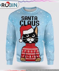 Christmas Santa Claus Cat Ugly Christmas Sweater Cat Lover Christmas Sweater