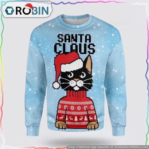 Christmas Santa Claus Cat Ugly Christmas Sweater Cat Lover Christmas Sweater
