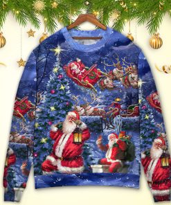 Christmas Santa Claus Chilling Happy Xmas Light Art Style Christmas Ugly Sweater, Sweatshirt Christmas Santa Claus Chilling Happy Xmas Light Art Style Christmas Ugly Sweater, Sweatshirt