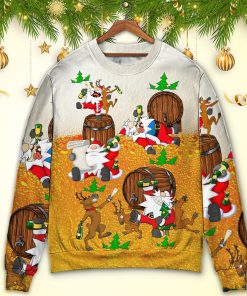 Christmas Santa Claus Drunk Beer Funny Happy Xmas Christmas Ugly Sweater, Sweatshirt