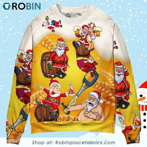 Christmas Santa Claus Drunk Beer Funny Troll Xmas Christmas Ugly Sweater, Sweatshirt