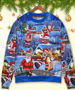 Christmas Santa Claus Drunk Beer Troll Happy Xmas Christmas Ugly Sweater, Sweatshirt