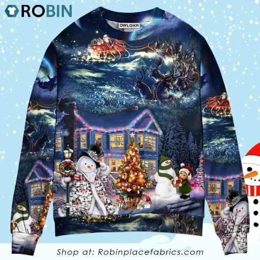 Christmas Santa Claus Family In Love Light Art Style Christmas Ugly Sweater, Sweatshirt