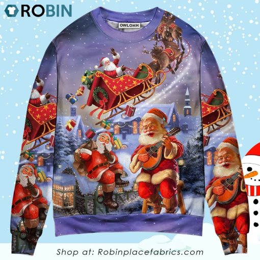 Christmas Santa Claus Funny Art Style Ugly Christmas Sweater