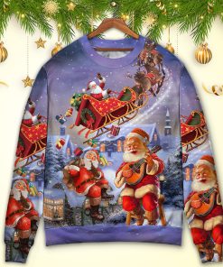 Christmas Santa Claus Funny Art Style Ugly Christmas Sweater