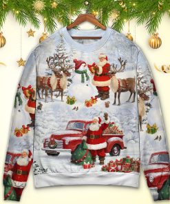 Christmas Santa Claus Gift For Xmas Snow Painting Style Ugly Christmas Sweater Christmas Santa Claus Gift For Xmas Snow Painting Style Ugly Christmas Sweater