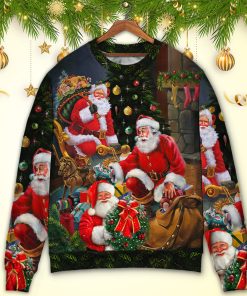 Christmas Santa Claus Gift Xmas Is Coming Art Style Ugly Christmas Sweater