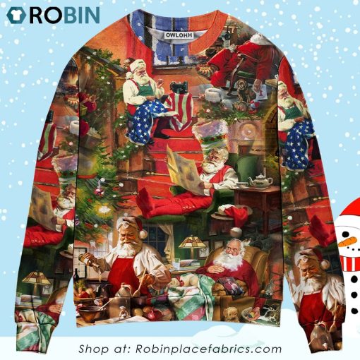 Christmas Santa Claus In Daily Life 3D Printed Christmas Ugly Sweater