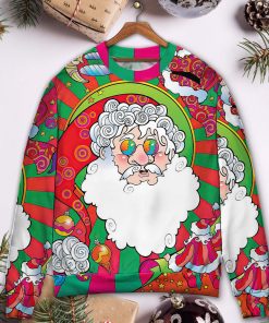Christmas Santa Claus Psychedelic Colorful Hippie Ugly Christmas Sweater