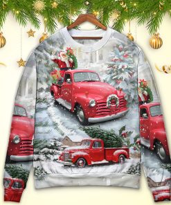Christmas Santa Claus Red Truck Xmas Is Coming Art Style Ugly Christmas Sweater
