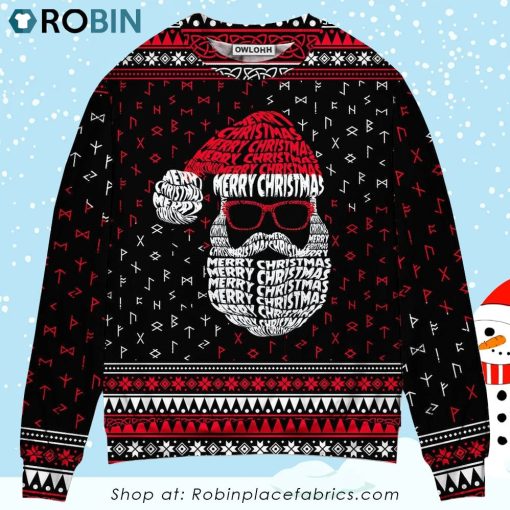 Christmas Santa Claus Retro Viking Pattern 3D Printed Christmas Ugly Sweater