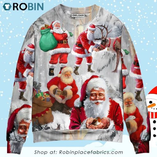 Christmas Santa Claus Story Funny Art Style Christmas Ugly Sweater, Sweatshirt