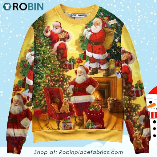 Christmas Santa Claus Story Happy Xmas Art Style Ugly Christmas Sweater