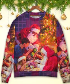 Christmas Santa Claus Story Light Art Style Ugly Christmas Sweater Christmas Santa Claus Story Light Art Style Ugly Christmas Sweater
