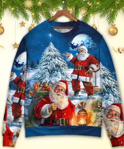 Christmas Santa Claus Story Nights Christmas Is Coming Painting Style Christmas Ugly Sweater, Sweatshirt