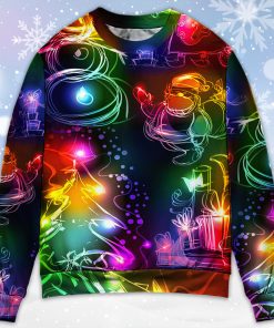 Christmas Santa Claus Tree Snowman Neon Light Style Ugly Christmas Sweater