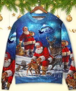 Christmas Santa Claus Xmas Is Coming Sky Night Art Style Christmas Ugly Sweater, Sweatshirt Christmas Santa Claus Xmas Is Coming Sky Night Art Style Christmas Ugly Sweater, Sweatshirt