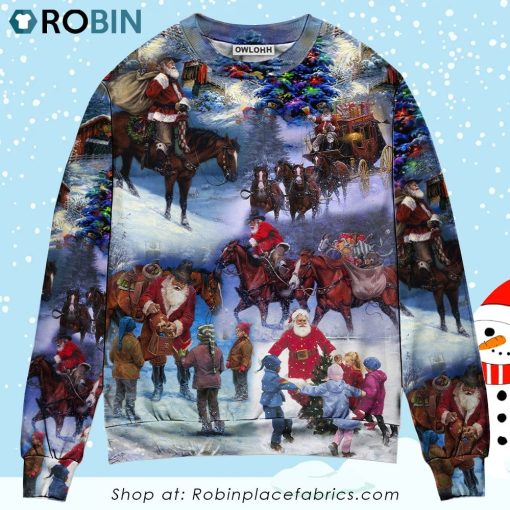 Christmas Santa Cowboy Love Children Christmas Ugly Sweater, Sweatshirt