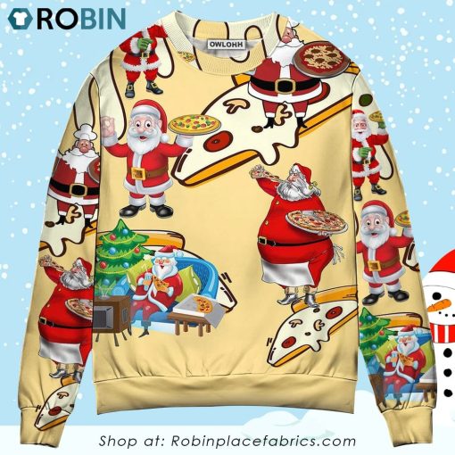 Christmas Santa Eating Pizza. It’s Yummy Ugly Christmas Sweater