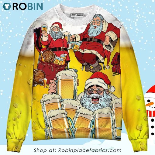 Christmas Santa I Want More Beer Ugly Christmas Sweater
