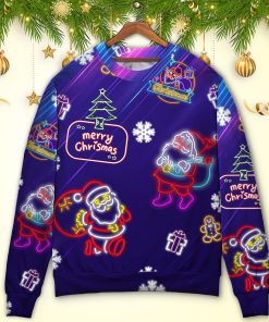 Christmas Santa Neon Light Xmas Party Ugly Christmas Sweater
