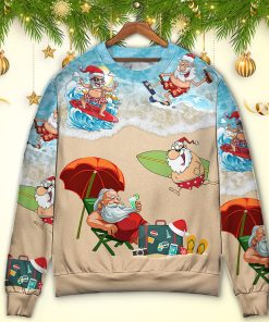 Christmas Santa Play On Beach Ugly Christmas Sweater Christmas Santa Play On Beach Ugly Christmas Sweater