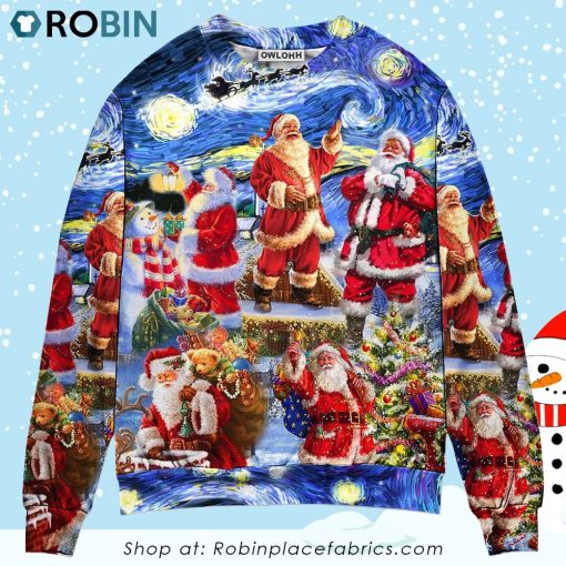Christmas Santa Snow Night Merry Xmas Ugly Christmas Sweater