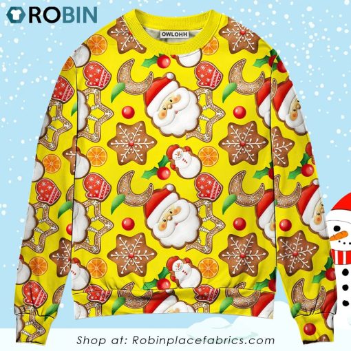 Christmas Santa Snowman Gingerbread And Sweets Christmas Ugly Sweater, Sweatshirt