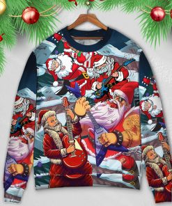 Christmas Santa With Electric Guitar Ugly Christmas Sweater