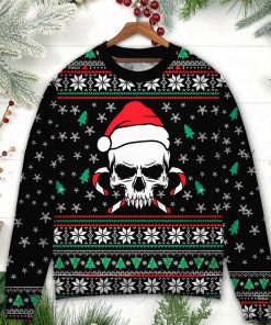 Christmas Skull Wearing Santa Claus Hat And Sweat Candy Christmas Ugly Sweater, Sweatshirt