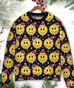 Christmas Smile Happy Face With Santa Hat Christmas Ugly Sweater, Sweatshirt Christmas Smile Happy Face With Santa Hat Christmas Ugly Sweater, Sweatshirt