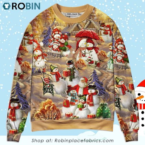 Christmas Snowman Couple Love Xmas Christmas Ugly Sweater, Sweatshirt