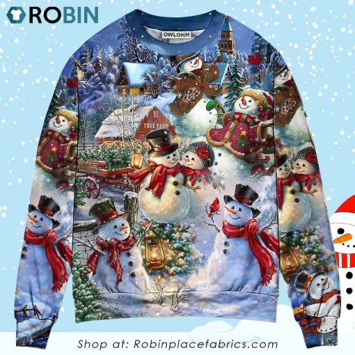 Christmas Snowman Lover Happy Couple Snowman Ugly Christmas Sweater
