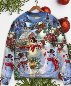 Christmas Snowman Lover Happy Couple Snowman Ugly Christmas Sweater