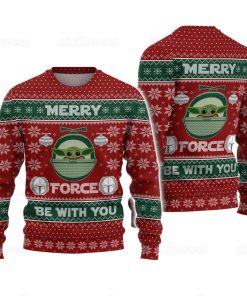 Christmas Star Wars Merry Force Baby Yoda Sweater Ugly Christmas Sweater