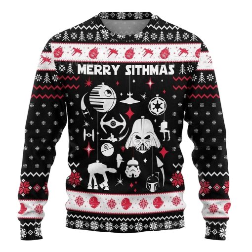 Christmas Star Wars Merry Sithmas Darth Vader Red And White Ugly Christmas Sweater