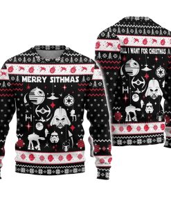 Christmas Star Wars Merry Sithmas Darth Vader Red And White Ugly Christmas Sweater
