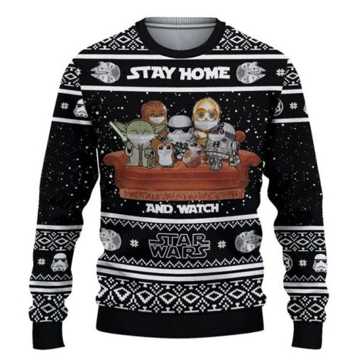 Christmas Star Wars Stay Home and Watch Star Wars Movies 3D Printed Christmas Ugly Sweater