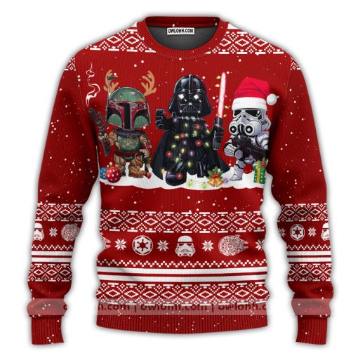 Christmas Star Wars Stormtrooper Darth Vader Mandalorian Christmas Sweater Ugly Christmas Sweater