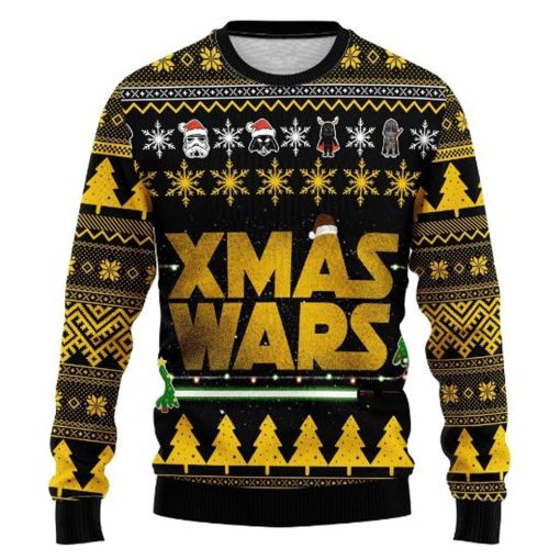 Christmas Star Wars Yellow And Green Bling Style Christmas Ugly Sweater, Sweatshirt
