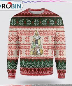Christmas Tree Made By Cats Christmas Ugly Sweater Cat Lover Christmas Sweater