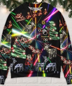 Christmas Tree Neon Art And Snowman Christmas Ugly Sweater, Sweatshirt