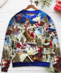 Christmas Up On Rooftop Santa’s Busiest Night With Reindeer Ugly Christmas Sweater