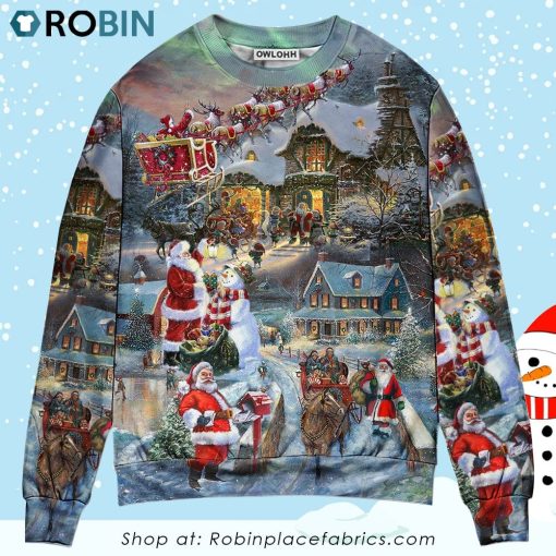 Christmas Wonderful Time Of The Year Santa Claus Coming Ugly Christmas Sweater