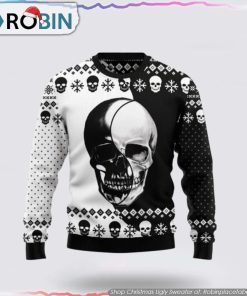 Citybarks Christmas Ugly Sweater Skull Yinyang