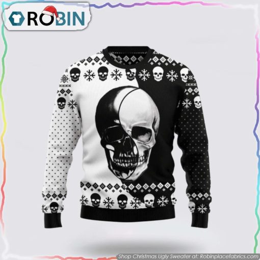 Citybarks Christmas Ugly Sweater Skull Yinyang