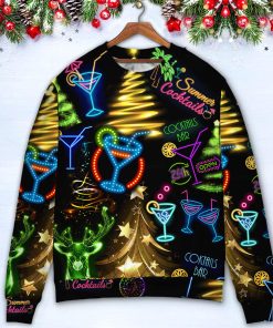 Cocktail Christmas Neon Art Drinking Christmas Ugly Sweater, Sweatshirt